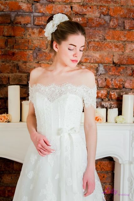 Свадебное платье 2045. Силуэт А-силуэт. Цвет Белый / Молочный. Вид 3