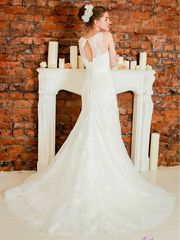 Свадебное платье 2046. Силуэт А-силуэт. Цвет Белый / Молочный, Айвори / Капучино. Вид 2