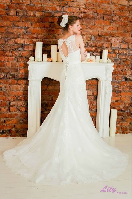 Свадебное платье 2046. Силуэт А-силуэт. Цвет Айвори / Капучино, Белый / Молочный. Вид 2