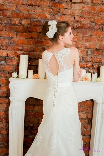 Свадебное платье 2046. Силуэт А-силуэт. Цвет Айвори / Капучино, Белый / Молочный. Вид 3