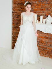 Свадебное платье 2053. Силуэт А-силуэт. Цвет Белый / Молочный. Вид 1