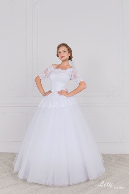 Свадебное платье 2054. Силуэт Пышное, А-силуэт. Цвет Белый / Молочный. Вид 1