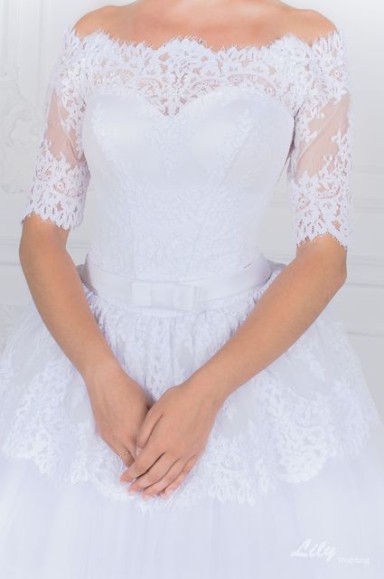 Свадебное платье 2054. Силуэт Пышное, А-силуэт. Цвет Белый / Молочный. Вид 3