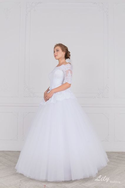 Свадебное платье 2054. Силуэт Пышное, А-силуэт. Цвет Белый / Молочный. Вид 4