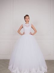 Свадебное платье 2056. Силуэт А-силуэт. Цвет Белый / Молочный. Вид 1