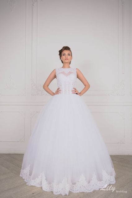 Свадебное платье 2056. Силуэт А-силуэт. Цвет Белый / Молочный. Вид 1