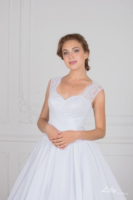 Свадебное платье 2073. Силуэт А-силуэт. Цвет Белый / Молочный. Вид 3