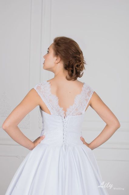 Свадебное платье 2073. Силуэт А-силуэт. Цвет Белый / Молочный. Вид 4