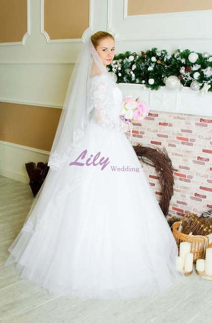 Свадебное платье 2102. Силуэт Пышное, А-силуэт. Цвет Белый / Молочный. Вид 9