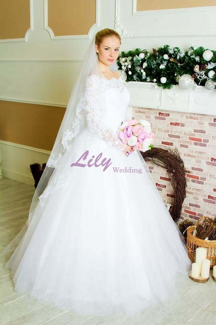 Свадебное платье 2102. Силуэт Пышное, А-силуэт. Цвет Белый / Молочный. Вид 10