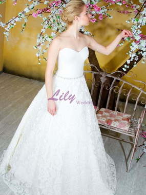 Свадебное платье 2108. Силуэт А-силуэт. Цвет Белый / Молочный. Вид 1