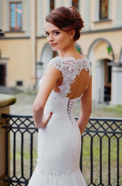 Свадебное платье 3028. Силуэт Рыбка, А-силуэт. Цвет Белый / Молочный. Вид 2