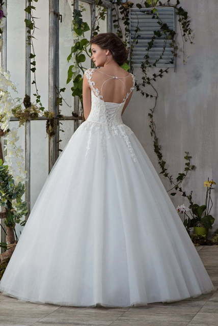 Свадебное платье 3040. Силуэт Пышное, А-силуэт. Цвет Белый / Молочный. Вид 2