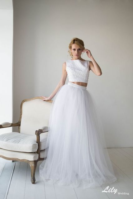 Свадебное платье 6005. Силуэт А-силуэт. Цвет Белый / Молочный. Вид 1