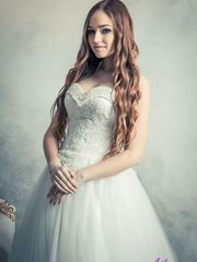 Свадебное платье 6006. Силуэт Пышное, А-силуэт. Цвет Белый / Молочный. Вид 2