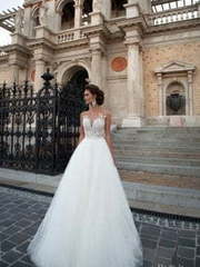 Свадебное платье Chelsi. Силуэт А-силуэт. Цвет Белый / Молочный. Вид 1