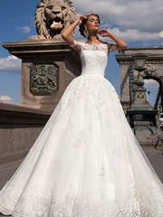 Свадебное платье Francheska. Силуэт Пышное, А-силуэт. Цвет Белый / Молочный. Вид 1