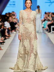 Свадебное платье Bonnie. Силуэт А-силуэт. Цвет Айвори / Капучино, Золото. Вид 1