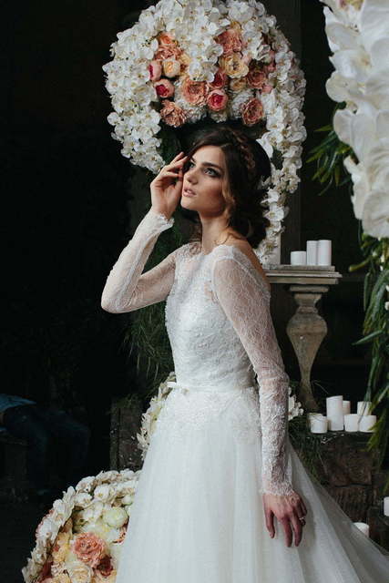 Свадебное платье Felicita. Силуэт А-силуэт. Цвет Белый / Молочный. Вид 3