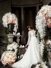 Свадебное платье Tesoruccio. Силуэт А-силуэт. Цвет Белый / Молочный, Айвори / Капучино. Вид 1