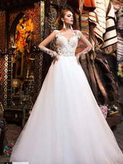 Свадебное платье Ainur. Силуэт Пышное, А-силуэт. Цвет Белый / Молочный, оттенки Розового. Вид 1