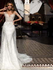 Свадебное платье Alia. Силуэт А-силуэт, Прямое. Цвет Белый / Молочный. Вид 1