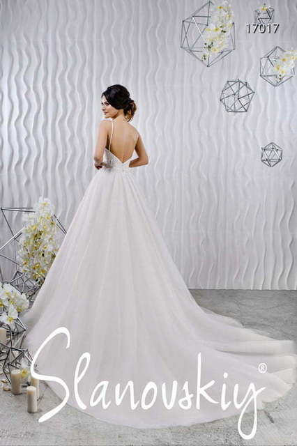 Свадебное платье 17017. Силуэт Пышное, А-силуэт. Цвет Белый / Молочный. Вид 2