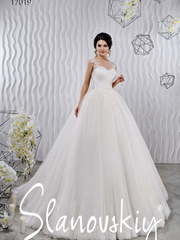 Свадебное платье 17019. Силуэт Пышное, А-силуэт. Цвет Белый / Молочный. Вид 1