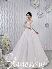 Свадебное платье 17020. Силуэт Пышное, А-силуэт. Цвет Белый / Молочный. Вид 1