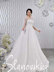 Свадебное платье 17022. Силуэт Пышное, А-силуэт. Цвет Белый / Молочный. Вид 1