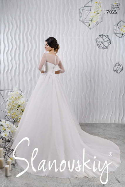 Свадебное платье 17022. Силуэт Пышное, А-силуэт. Цвет Белый / Молочный. Вид 2