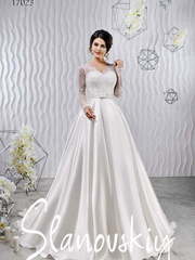 Свадебное платье 17023. Силуэт А-силуэт. Цвет Белый / Молочный. Вид 1