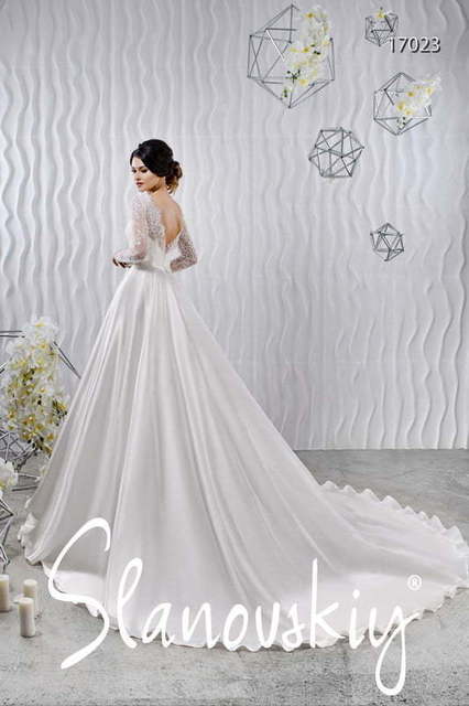 Свадебное платье 17023. Силуэт А-силуэт. Цвет Белый / Молочный. Вид 2