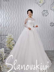 Свадебное платье 17024. Силуэт Пышное, А-силуэт. Цвет Белый / Молочный. Вид 1