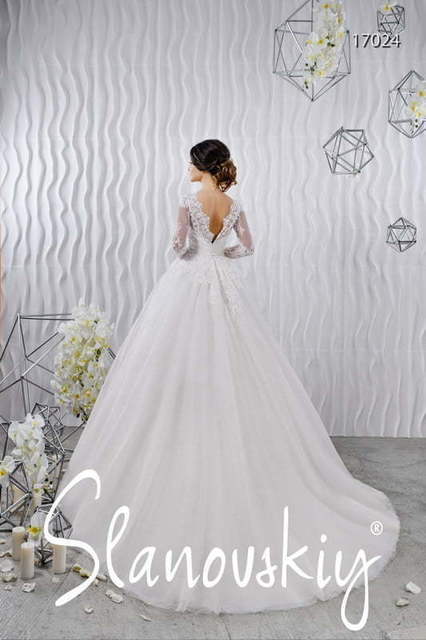 Свадебное платье 17024. Силуэт Пышное, А-силуэт. Цвет Белый / Молочный. Вид 2
