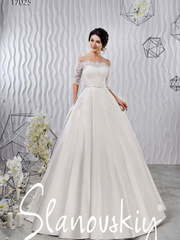 Свадебное платье 17025. Силуэт Пышное, А-силуэт. Цвет Белый / Молочный. Вид 1