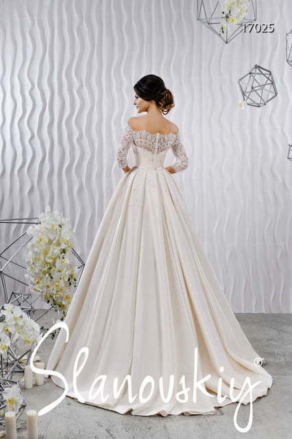 Свадебное платье 17025. Силуэт Пышное, А-силуэт. Цвет Белый / Молочный. Вид 2