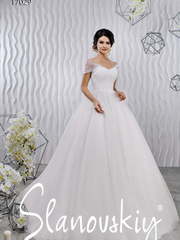 Свадебное платье 17029. Силуэт Пышное, А-силуэт. Цвет Белый / Молочный. Вид 1