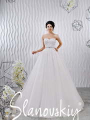 Свадебное платье 17034. Силуэт Пышное, А-силуэт. Цвет Белый / Молочный. Вид 1