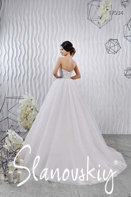 Свадебное платье 17034. Силуэт Пышное, А-силуэт. Цвет Белый / Молочный. Вид 2