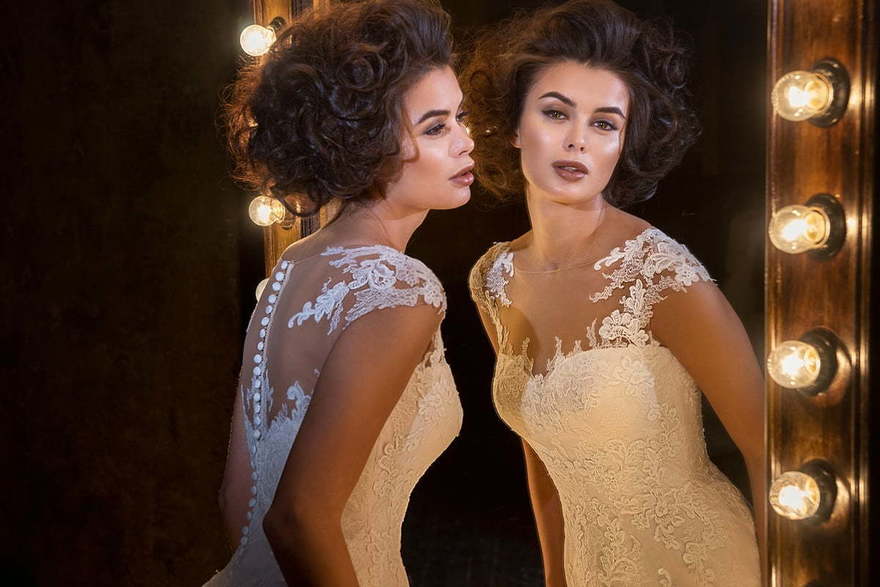 Свадебное платье 15229. Силуэт А-силуэт. Цвет Айвори / Капучино, Белый / Молочный. Вид 5