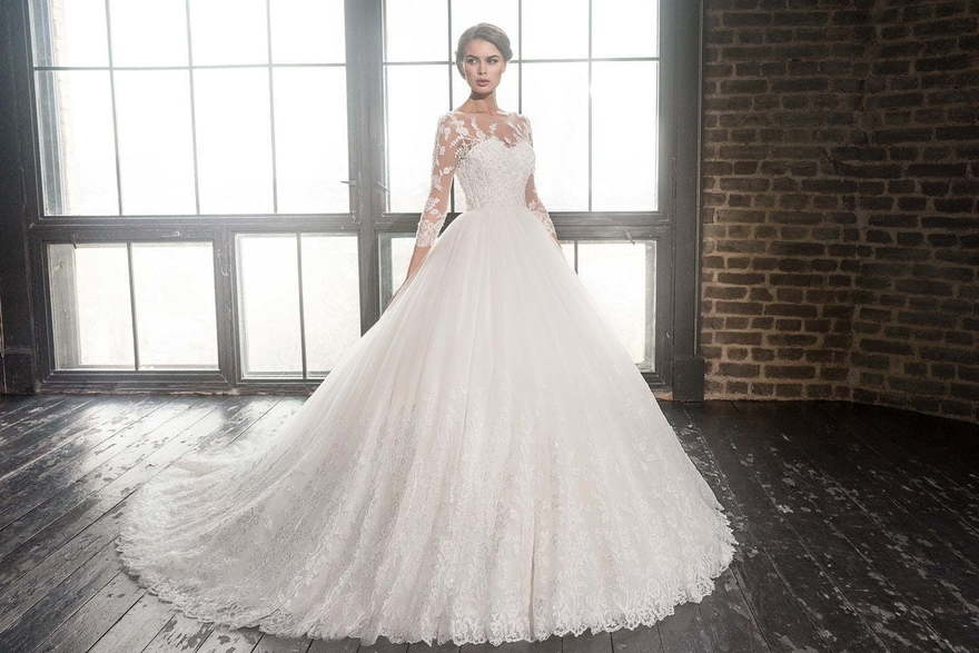 Свадебное платье 15954. Силуэт Пышное, А-силуэт. Цвет Белый / Молочный. Вид 5