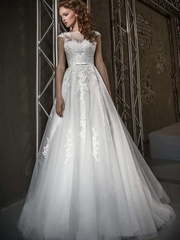 Свадебное платье Dafna. Силуэт А-силуэт, Прямое. Цвет Белый / Молочный. Вид 1