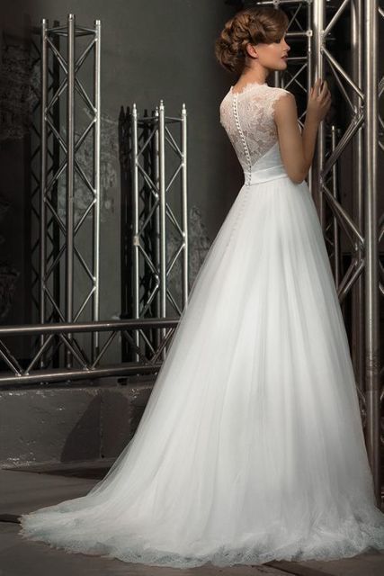 Свадебное платье Det. Силуэт А-силуэт. Цвет Белый / Молочный. Вид 2