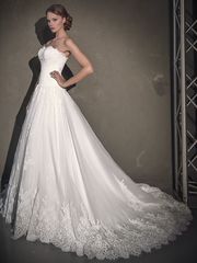 Свадебное платье Dezy. Силуэт А-силуэт. Цвет Белый / Молочный. Вид 1