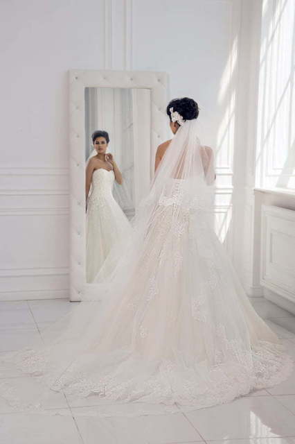 Свадебное платье Dinasti. Силуэт Пышное, А-силуэт. Цвет Белый / Молочный. Вид 2