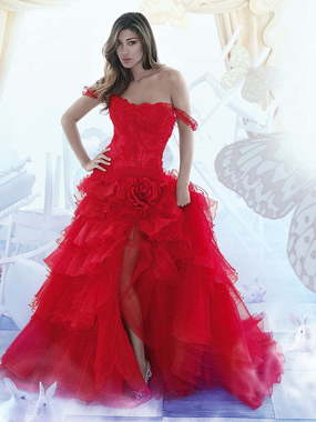 Свадебное платье Agrifolio. Силуэт А-силуэт. Цвет Красный / Марсала. Вид 1