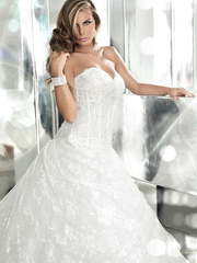 Свадебное платье Spalmato. Силуэт А-силуэт. Цвет Белый / Молочный. Вид 1