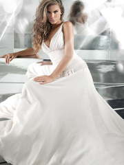 Свадебное платье Voile. Силуэт А-силуэт, Прямое. Цвет Белый / Молочный. Вид 1