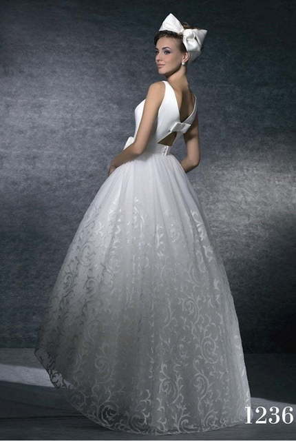 Свадебное платье 1236. Силуэт Пышное, А-силуэт. Цвет Белый / Молочный. Вид 2